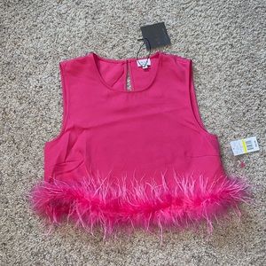 Cropped feather tank top